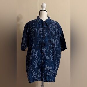NWOT Caribbean Joe 100% Silk Hawaiian Shirt - Blue Floral - Men’s XXL